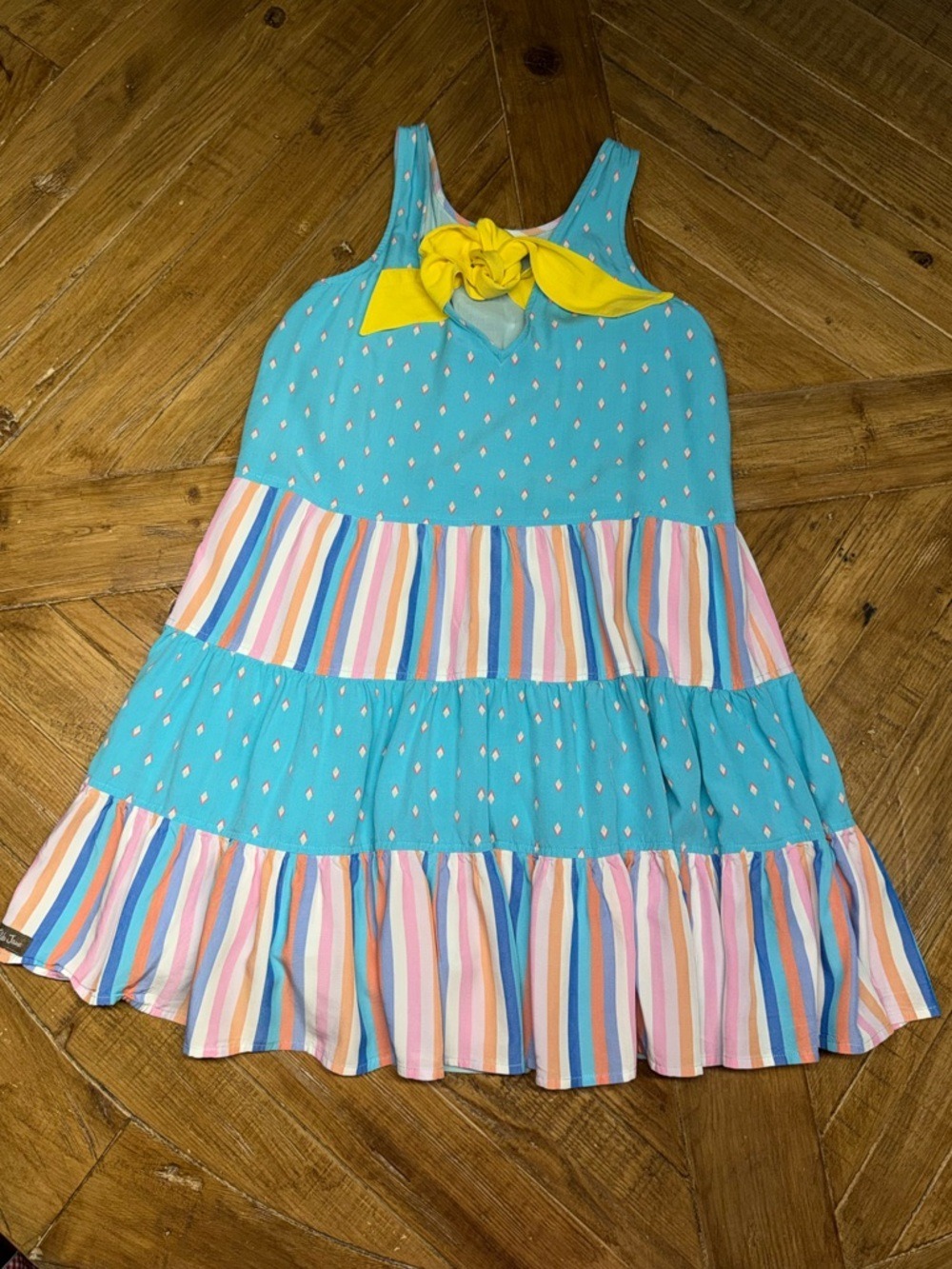 Matilda Jane Girls Size 12 Good Luck Charm Mixed Print Tiered Dress
